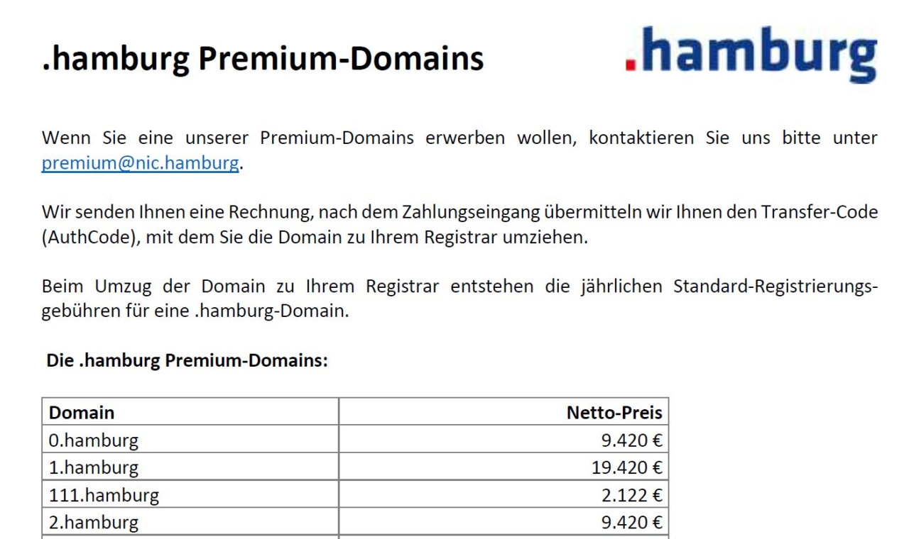 .hamburg Premium-Domains zum Erwerb.
